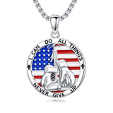 Sterling Silver American Flag Baseball  Basketball Boxing Football Golf Sports Pendant Necklace
