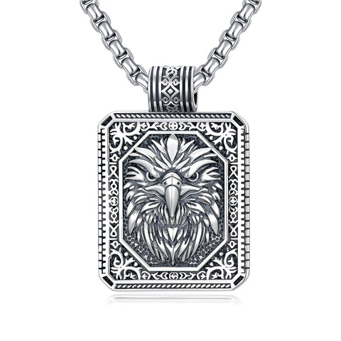 Sterling Silver Eagles Wolf Lion Pendant Necklace For Men with Stainless Steel Chain