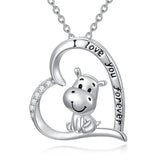 Sterling Silver Cubic Zirconia Hippo Pendant Necklace
