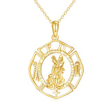 14K Real Gold Patron Saint Necklace Religious Protection Pendant 14K Solid Gold Jewelry Gifts for Men Women