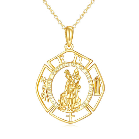 14K Gold St Christopher St Florian St Joseph St Jude St Michael St Patrick Pendant Necklace