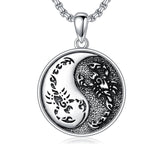 Sterling Silver Yin Yang Wolf Dragon Scorpion Tiger Wolf Phoenix Pendant Necklace