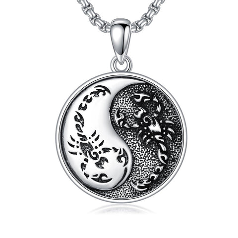 Sterling Silver Yin Yang Wolf Dragon Scorpion Tiger Wolf Phoenix Pendant Necklace