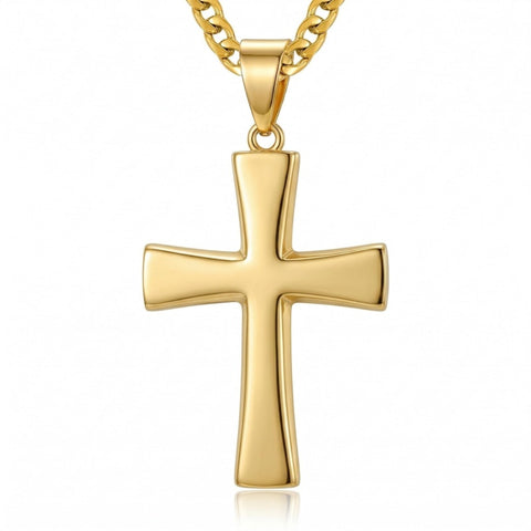 Cross Pendant Necklace for Men 14K Gold Plated Minimalist Christian Jewelry Religious Gift