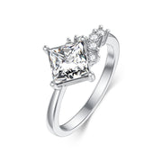 Sterling Silver Personalized Engraved Moissanite Engagement Wedding Anniversary Ring