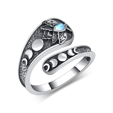 Sterling Silver Adjustable Dragon Moth Octopus Shark Stingray Sea Turtle Spoon Ring