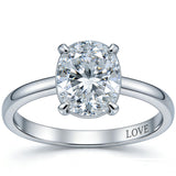 Sterling Silver 10K 14K 18K Gold Personalized Engraved Moissanite Wedding Engagement Promise Band Ring