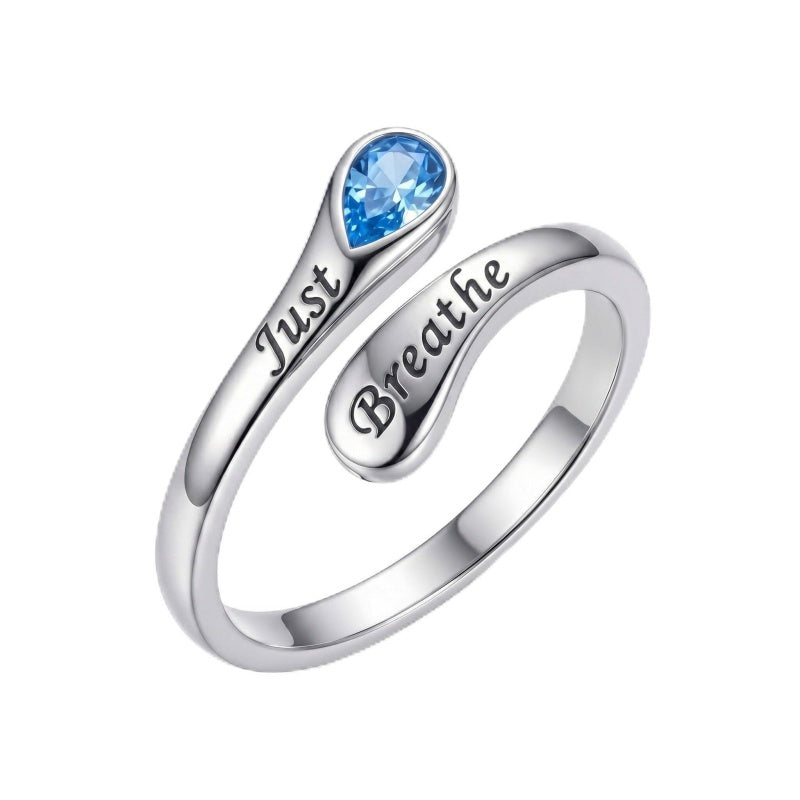 Sterling Silver I Am Enough God Is With Me Let Go Let God Faith Over Fear Faith Hope Love Just Breathe Open Ring