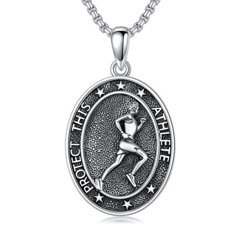 Sterling Silver Baseball Soccer Hockey Football Basketball Taekwondo Tennis Golf Runner Pendant Necklace