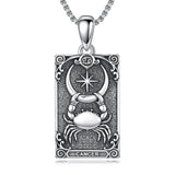 Sterling Silver Tarot Card 12 Zodiac Sign Pendant Necklace