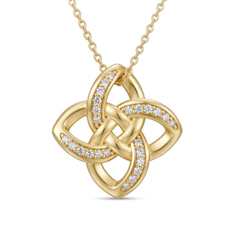 14K Gold Plated Celtic Knot Pendant Necklace Irish Jewelry Gift for Her