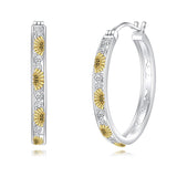 Sterling Silver Sunflower Hoop Earrings