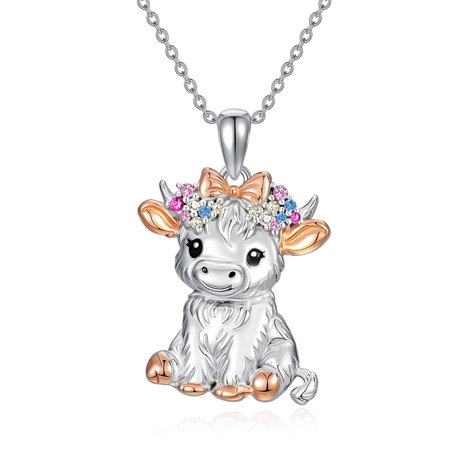 Sterling Silver Highland Cow Necklace