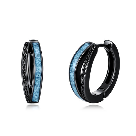 Sterling Silver Cross Celtic Knot Turquoise Hoop Earring for Men