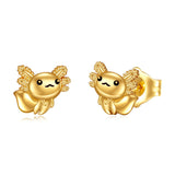 14k Gold Axolotl Stud Earrings for Women Axolotl Jewelry Gift for Girls Mom Sister