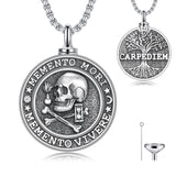 Sterling Silver Skull Memento Mori Urn Necklace for Ashes for Men