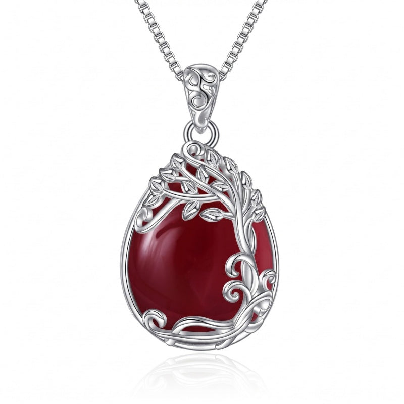 14K Gold Plated Teardrop Tree of Life Necklace for Women