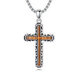 Sterling Silver Wooden Cross Pendant Necklace