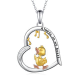 Duck Pendant Necklace 925 Sterling Silver Duck  Duck Jewelry for Mother Women Girls Duck Lovers Gifts