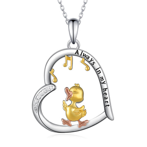 Duck Pendant Necklace 925 Sterling Silver Duck  Duck Jewelry for Mother Women Girls Duck Lovers Gifts