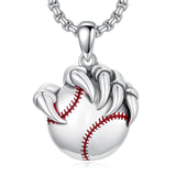 Sterling Silver Bear Claw Basketball Baseball Football Sports Pendant Necklace for Men