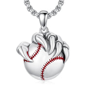 Sterling Silver Bear Claw Basketball Baseball Football Sports Pendant Necklace for Men