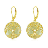 14K Gold Plated Natural Jade  Earrings for Women Good Fortune Jewelry Birthday Mother's Day Gifts