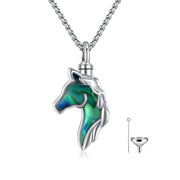 Horse Cremation Jewellery Urn Necklaces 925 Sterling Silver Horse Necklace Abalone Shell Ashes Jewellery Memorial Gifts
