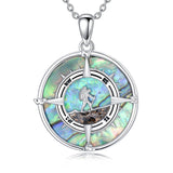 Sterling Silver Abalone Shell  Mountain Tree of Life  Compass Pendant Necklace for Women
