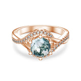 1ct Natural Moss Agate Ring Sterling Silver Green Moss Agate Engagement Ring Wedding Ring Set Jewelry Gift for Women