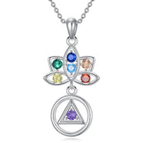 Sterling Silver  AA 7 Chakra Spiritual Pendant Necklace