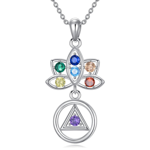 Sterling Silver  AA 7 Chakra Spiritual Pendant Necklace
