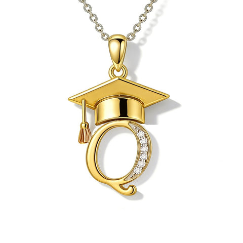 Initial  Graduation 14K Gold Plated Inspiring Grad Pendant Necklace Graduations Jewelry Gifts