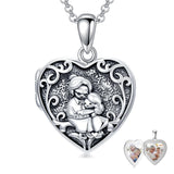 Sterling Silver Personalized Father and Daughter Mother and Daughter  Skull Photo Locket Necklace