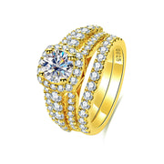 Sterling Silver Main Stone 1CT All Moissanite Wedding Rings Bridal Set for Women