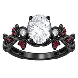 Sterling Silver 10K 14K 18K Gold Custom Engraved  Moissanite Gothic Ring for Women Halloween Gift