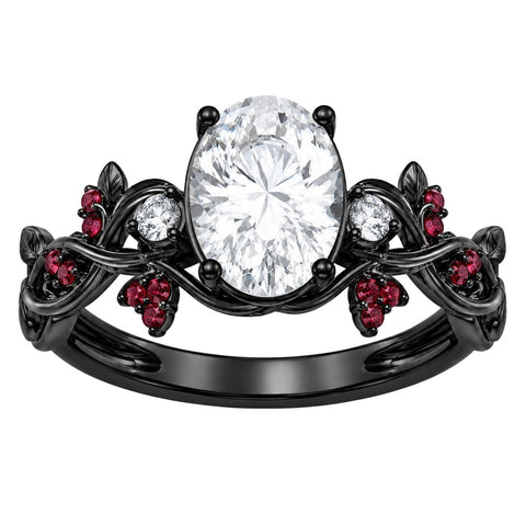 Sterling Silver 10K 14K 18K Gold Custom Engraved  Moissanite Gothic Ring for Women Halloween Gift