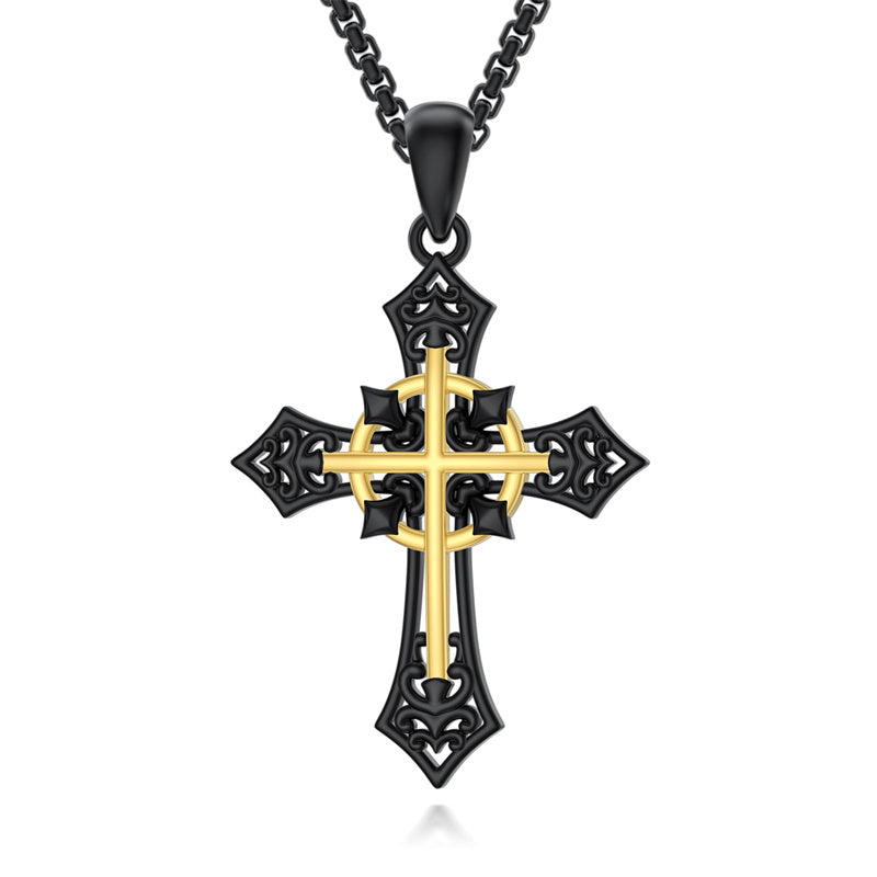 Sterling Silver Wooden Cross Pendant Necklace