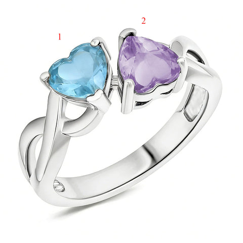 Sterling Silver 2-5 Birthstones Family Ring Gifts for Mother's Day