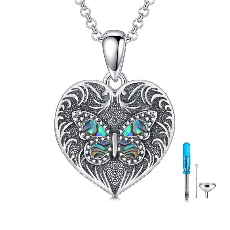 Sterling Silver Heart Rabbit Dog Cat Butterfly Dragonfly Hummingbird Wolf Urn Necklace for Ashes