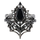 Sterling Silver 10K  14K  18K Gold 1CT-4CT Black Onyx Engagement Ring Gothic Wedding Promise Ring