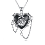 Witches Heart Pendant Necklace 925 Sterling Silver Gothic Jewelry Goth Halloween Gifts for Wome