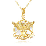 10K 14K 18K Yellow Gold  Phoenix Pendant Necklace for Women