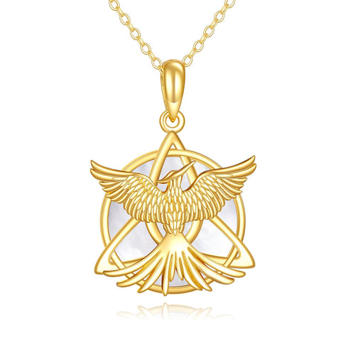 10K 14K 18K Yellow Gold  Phoenix Pendant Necklace for Women
