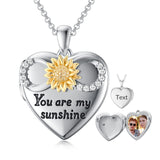10K 14K 18K Gold Heart Personalized Photo Sunflower Pendant Necklace