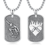 Sterling Silver Dog Tag Baseball Basketball Softball Soccer Pendant Necklace for Men