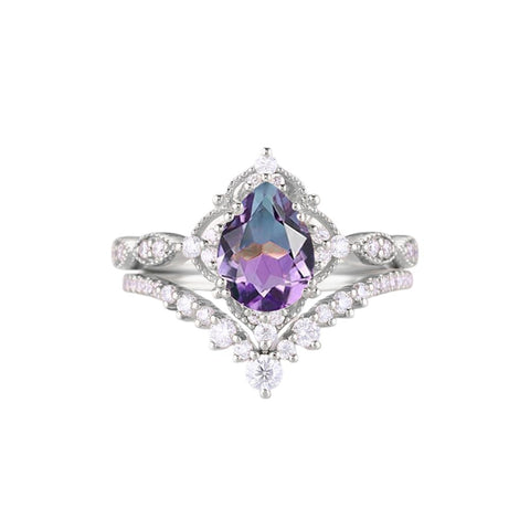 Sterling Silver 10K 14K 18K Gold Pear Shaped Gemstone Engagement Ring