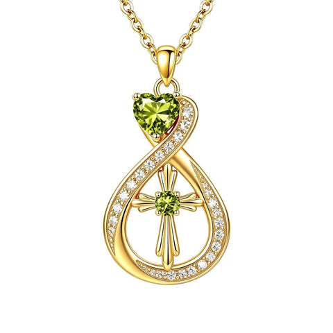 14K Gold Plated Infinity Birthstone  Butterfly Cross Necklace for Women