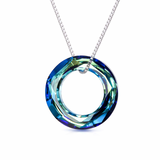 925 Sterling Silver Circle Necklace with Austrian Crystal, Jewelry for Women Teen Girls