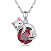 Sterling Silver Cubic ZirconiaCat Pendant Necklace for Women